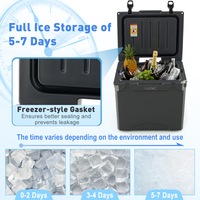 Costway 40L Portable Ice Chest Hard Cooler Box Insulated w/Bottle Opener&Cup Holder for Drink BBQ Picnic Fishing Grey