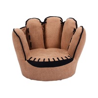Costway Fingers Kids Chair Plush Children Lounge Chair Wood Couch Armchair Birthday Gift Living Room Brown
