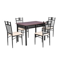 Costway 5pcs Dining Table and Chairs Kitchen Bistro Furniture Set w/4 Upholstered Chair