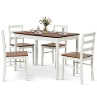 Costway 5PCS Modern Dining Table&Chair Set Solid Wooden Kitchen Furture Set Coffee