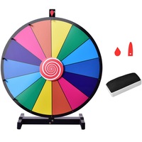 Costway 60cm Prize Wheel Editable Dry Erase 14 Slots Fortune Spinning Game Party Gift Multi Color