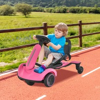 Costway 6V Electric Go Kart Kids Ride On Drift Car 360�� Spin Ride On Toys w/Adjustable Heights & 5 Wheels Pink