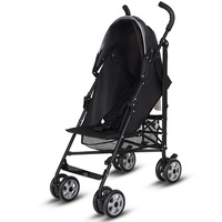 Costway Baby Stroller Infant Pram Travel Pushchair w/Adjustable Canopy & 5-Point Harness & Cup Holder & Storage Basket  Black