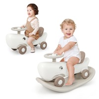 Costway Convertible Rocking Horse & Sliding Car Kid Ride-on Toy w/Detachable Balance Board & Anti-slip EVA Strips White