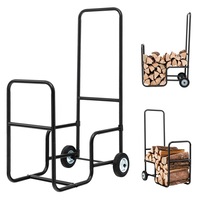 Costway Firewood Rack Storage Mover Fire Wood Organiser Cart Firewood Log Dolly Rolling