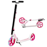 Costway Kick Scooter Folding Pro Stunt Scooter Adjustable LED Wheel w/Rear Break Kids/Teens/Beginners/Adults Pink