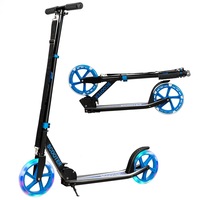 Costway Kick Scooter Folding Pro Stunt Scooter Adjustable LED Wheel w/Rear Break Kids/Teens/Beginners/Adults Blue