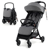 Costway Folding Stoller Portable Stroller w/Adjustable Canopy Gravity Self-Standing Dark Grey