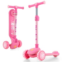 Costway Folding Stunt Scooter Push Scooter 3-Wheel Balancing Kick Scooter w/Foot Brake Pink