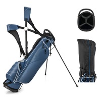 Costway Golf Stand Cart Bag Golf Travel Bag w/4 Way Divider Carry Organizer Pockets Storage Blue