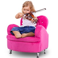 Costway Heart Shaped Kids Couch Lounge Sofa Chair Children Upholstered Armchair Living Room Bedroom Birthday Gift