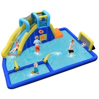 Costway Inflatable Water Slide Kids Indoor Splash Pool Park Outdoor Playing Equipment Children's Gift w/Climbing Wall & Soccer Zone(No Blower)
