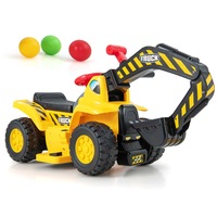 Costway Kids Ride On Excavator Car Electric Diggers Truck Pretend Play Construction Toy w/Hoop,Balls&Horn