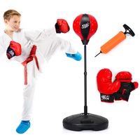 Costway Kids Freestanding Punching Bag Height Adjustable Boxing Ball w/ Gloves Red
