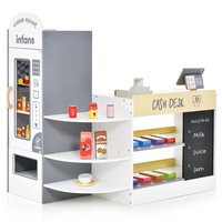 Costway Kids Grocery Store Playset Wooden Supermarket Play Toy Set w/ Cash Register White