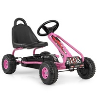 Costway Kids Pedal Go Kart 4 Wheel Pedal Powered Ride On Toy Racer Pedal Car Pink