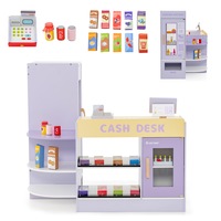 Costway Kids Pretend Play Cash Register Playset Supermarket Shop Toys w/Full Accessories Preschool Gift Purple