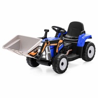 Costway Kids Ride On Digger Electric Excavator Toy kidren Powered Bulldozer Loader Car Outdoor Tractor w/Remote Control Blue