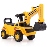 Costway Kids Ride on Digger Toy Foot to Floor Excavator Construction Vehicle Toy Yellow
