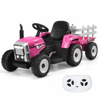 Costway Kids Ride On Tractor Toddler 12V Electric Car Vehicle Remote Control Music Bluetooth w/Trailer kidren Safe Gift Pink