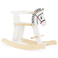 Costway Kids Rocking Horse Wooden Ride On Horse w/Security Bar White