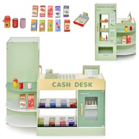 Costway Kids Supermarket Playset Wooden Pretend Grocery Toy Shop w/Cash Register Boy Girl Birthday Gift