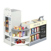 Costway Wooden Pretend Grocery Toy Shop Kids Supermarket Playset Boy Girl Birthday Gift White