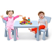 Costway Kids Table and Chairs Set Study Drawing Desk Activity Play Toy kidern Furniture Gift, Blue