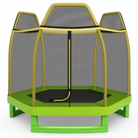 Costway 7FT Trampoline Kids Trampolines w/Spring Mat security Enclosure Net Indoor Outdoor Toys Fun Gift Yellow