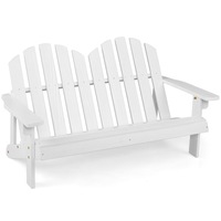 Costway Kids Wood Garden Bench 2-Seat Outdoor Adirondack Patio Furniture Beach Balcony  White