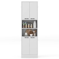 Costway Kitchen Pantry Cabinet 190CM Tall Storage Cabinet Cupboard Coffee Bar Dispaly Cabinet White
