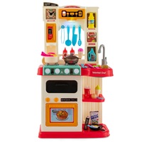 Costway Kids Kitchen Playset Pretend Play Kitchen Set w/Sound&Lights Xmas Birthday Gift Pink