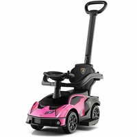 Costway Lamborghini Licensed Kids Ride On Push Car Sliding Walking Toy Birthday Gift w/security Guardrails & Storage Pink