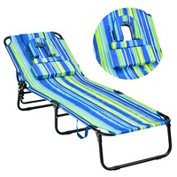 Costway Outdoor Beach Lounge Chair Folding Lounger Recliner Day Bed w/Adjustable Backrest Patio Poolside