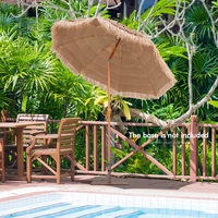 Costway Patio 2.2M Patio Thatched Tiki Umbrella w/Tilt 8 Ribs Hawaiian Hula Beach
