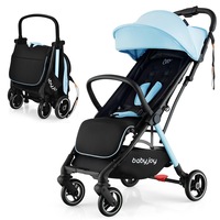 Costway Portable Stroller Prams Adjustable Pushchair w/Canopy & Storage Basket, Blue