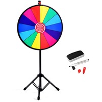 Costway Adjustable Prize Wheel Editable 14 Slots Spinning Game Dry Erase Durable Carnival Gift w/Tabletop Tripod, Eraser & Marker Pen