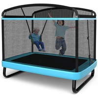 Costway 2-IN-1 Kids Trampoline Rectangular Trampolines w/Enclosure security Net Pad & Swing Outdoor Jumping Fun Xmas Gift, Blue