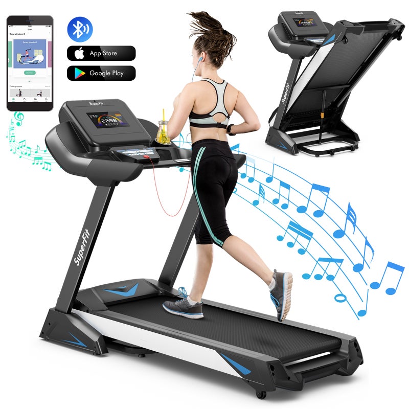 Costway Smart 4.75HP Electric Treadmill Auto Incline Folding Walking Running Machine Home Gym