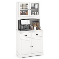 Costway Storage Cabinet Kitchen Cupboard Buffet Sideboard w/Countertop Home Office Kitchen, White