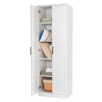Costway Tall 2-Door Freestanding Storage Cabinet Bedroom Cabinet 5 Shelves Multipurpose White