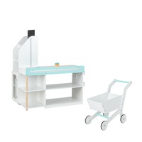 Costway Wooden Kids Supermarket Playset Pretend Play Grocery Store Interactive Market Stand Toy w/ Cash Register