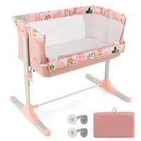 Cosyway 3-in-1 Cot Portable Bedside Sleeper Travel Crib Bed w/Carry Bag Nurery Furniture Pink