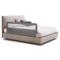 Costway Folding Toddler Safety Bed Rail Adjustable Baby Cot Bed Guard Protection Fence Children Playpen Grey 150 x 55cm
