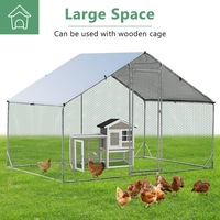 Costway Large Chicken Coop 2x3x1.95m Walk-in Cage Run Rabbit Hutch Outdoor Bunny Hen House Ferret Pet Enclosure Galvanized Steel