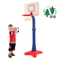 Costway Kids Basketball Hoop Stand System Ring Toss kidren Activity Center Play Set Adjustable Height Gift