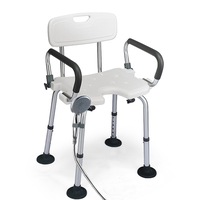 Costway Shower Chair Bath Stool Bathroom Seat Height Adjustable w/Armrest&Shower Buckle