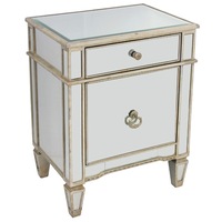 DD Design Antique Ribbed Mirror Bedside Cabinet