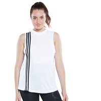 2 x Adidas Womens White/Black Mh 3-Stripes Active Training Tank Top