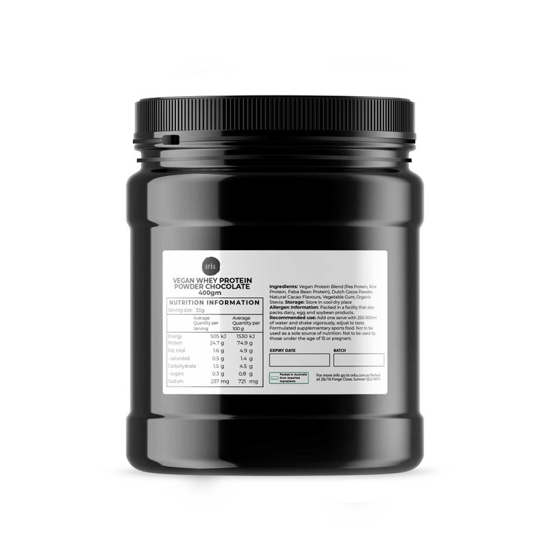 400g Vegan Whey Protein Powder Blend - Chocolate Plant WPI/WPC Supplement Jar Australia